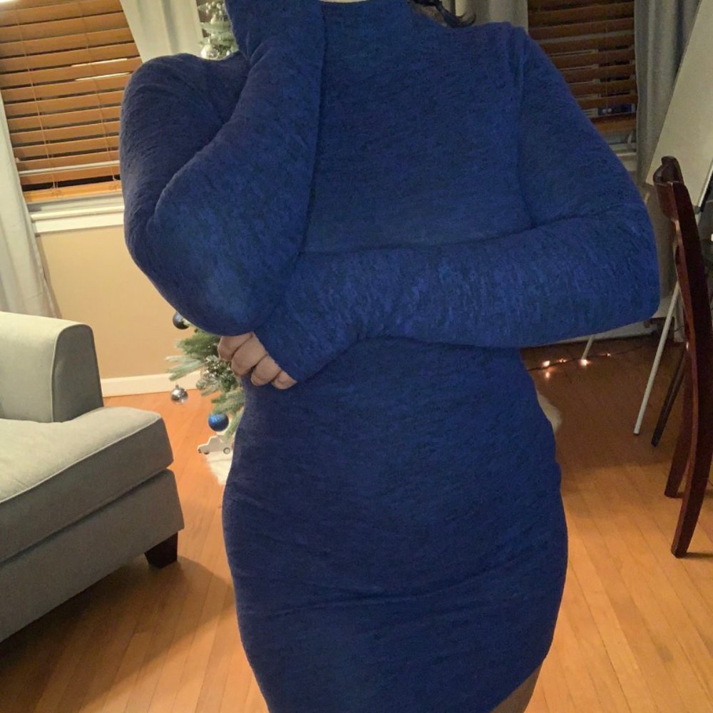 Dark Blue Turtleneck Dress